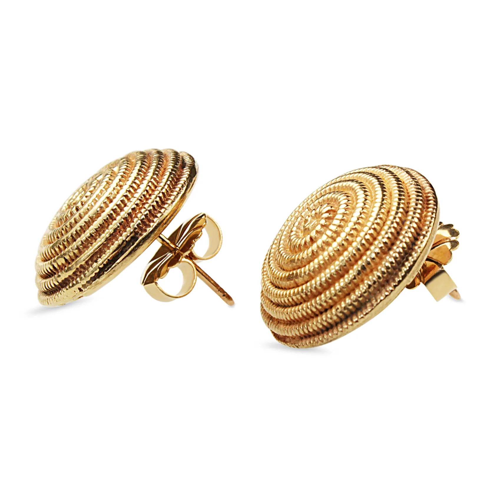 9ct Yellow Gold Vintage Swirl Earrings