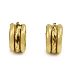 9ct Yellow Gold Wide Etched Hoop Earrings