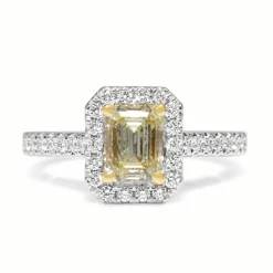 18ct Yellow Gold Yellow Diamond Halo Ring
