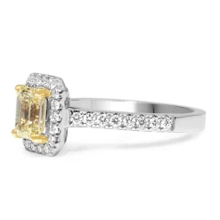 18ct Yellow Gold Yellow Diamond Halo Ring
