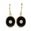 9ct Yellow Onyx and Diamond Drop Earrings