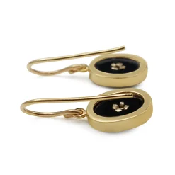9ct Yellow Onyx and Diamond Drop Earrings