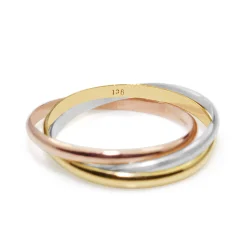 9ct Yellow, Rose and White Gold Russian Wedding Ring
