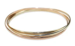9ct Yellow, White and Rose Gold 3 Tone Russian Style Bangle