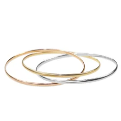 9ct Yellow, White and Rose Gold 3 Tone Russian Style Bangle