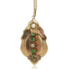 15ct Yellow/Rose Gold Antique French Emerald, Pearl and Diamond Necklace/Brooch