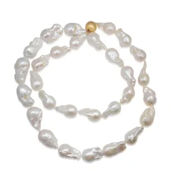 Fresh Water Baroque Pearl Necklace on 14ct Yellow Gold Clasp