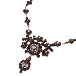 Garnet Gold Antique Garnet and Pearl Necklace