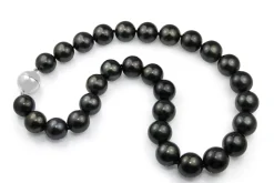 13mm - 15mm Tahitian Pearl Necklace With Silver Clasp