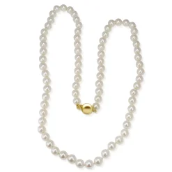 7mm Cultured Pearl Strand Necklace on 9ct Yellow Gold Clasp