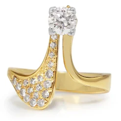Palladium and 18ct Yellow Gold Handmade Diamond Ring