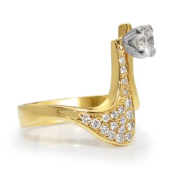 Palladium and 18ct Yellow Gold Handmade Diamond Ring