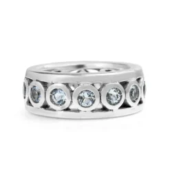 Palladium Aquamarine Wide Band Ring