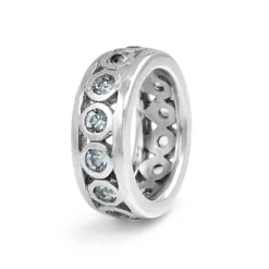 Palladium Aquamarine Wide Band Ring