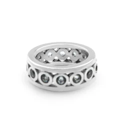 Palladium Aquamarine Wide Band Ring