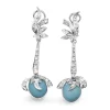 Palladium Art Deco Diamond and Turquoise Drop Earrings