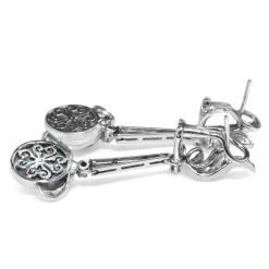 Palladium Art Deco Diamond and Turquoise Drop Earrings