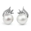 Palladium Art Deco Mabé Pearl and Diamond Stud Earrings