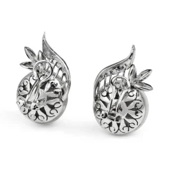 Palladium Art Deco Mabé Pearl and Diamond Stud Earrings