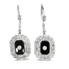 Palladium Art Deco Onyx and Old Cut Diamond Drop Earrings