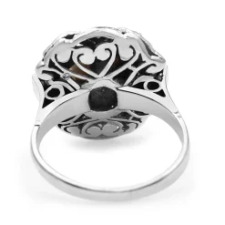 Palladium Art Deco Pearl and Single Cut Diamond Ring