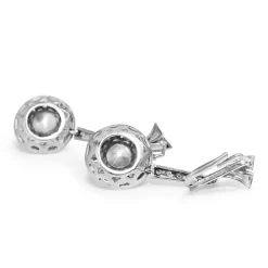Palladium Art Deco Pearl and Single Cut Diamond Drop Earrings
