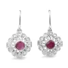 Palladium Art Deco Ruby and Diamond Earrings