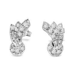 Palladium Art Deco Single Cut Diamond Stud Earrings
