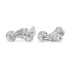 Palladium Art Deco Single Cut Diamond Stud Earrings