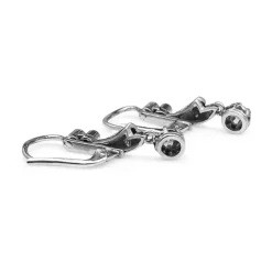 Palladium Art Deco Single Cut Diamond Drop Earrings With 9ct Backings