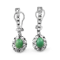 Palladium Art Deco Turquoise and Diamond Drop Earrings