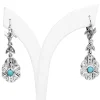 Palladium Art Deco Turquoise and Single Cut Diamond Earrings