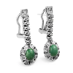 Palladium Art Deco Turquoise and Diamond Drop Earrings