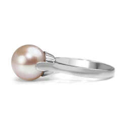 Palladium Deco 10mm Cultured Pearl Ring