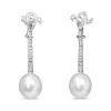 Palladium Deco Vintage Single Cut Diamond and 12mm South Sea Pearl Earrings