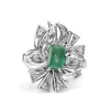 Palladium Emerald and Diamond Vintage Ring