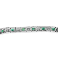 Palladium Emerald and Diamond Vintage Bracelet