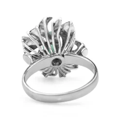 Palladium Emerald and Diamond Vintage Ring