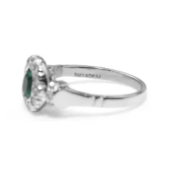 Palladium Emerald and Diamond Vintage Ring