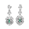 Palladium Emerald and Rose Cut Diamond Earrings