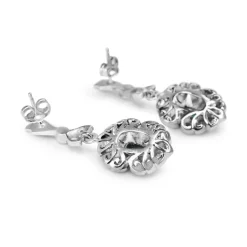 Palladium Emerald and Rose Cut Diamond Earrings