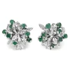 Palladium Emerald and Single Cut Diamond Vintage Earrings