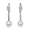 Palladium 10.5mm South Sea Pearl and Rose Cut Diamond Earrings