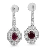Palladium Ruby and Diamond Art Deco Earrings