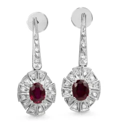 Palladium Ruby and Diamond Art Deco Earrings