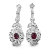 Palladium Ruby and Diamond Late Deco Earrings