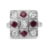 Palladium Ruby and Diamond Checkerboard Ring