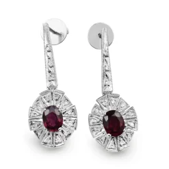 Palladium Ruby and Diamond Art Deco Earrings