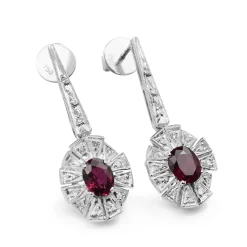 Palladium Ruby and Diamond Art Deco Earrings