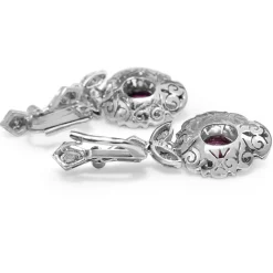 Palladium Ruby and Diamond Late Deco Earrings